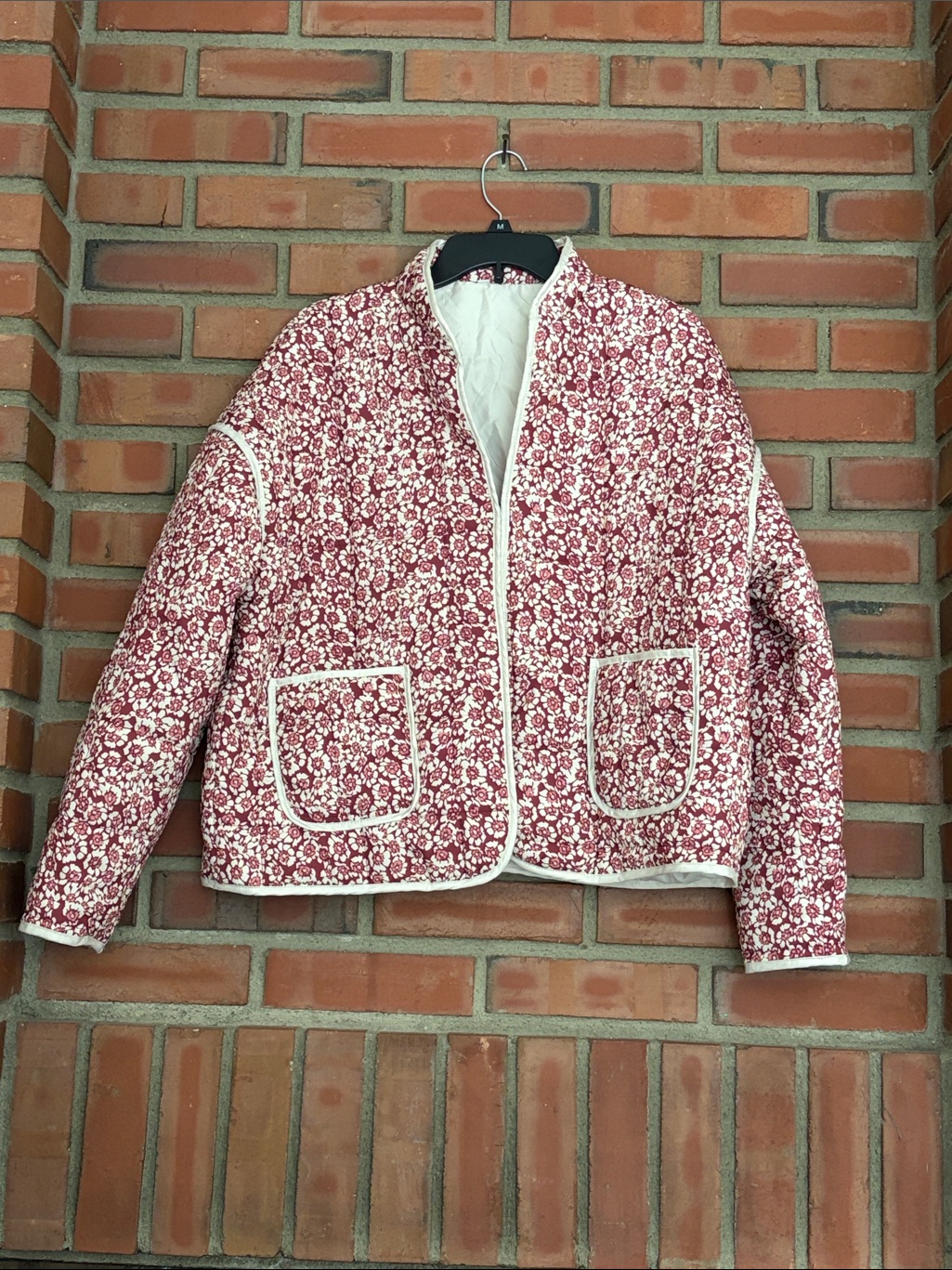 Nordic Peace Lily Flower Coat Quilted Cherry Combo Medium M Nwot — image 2 of 6